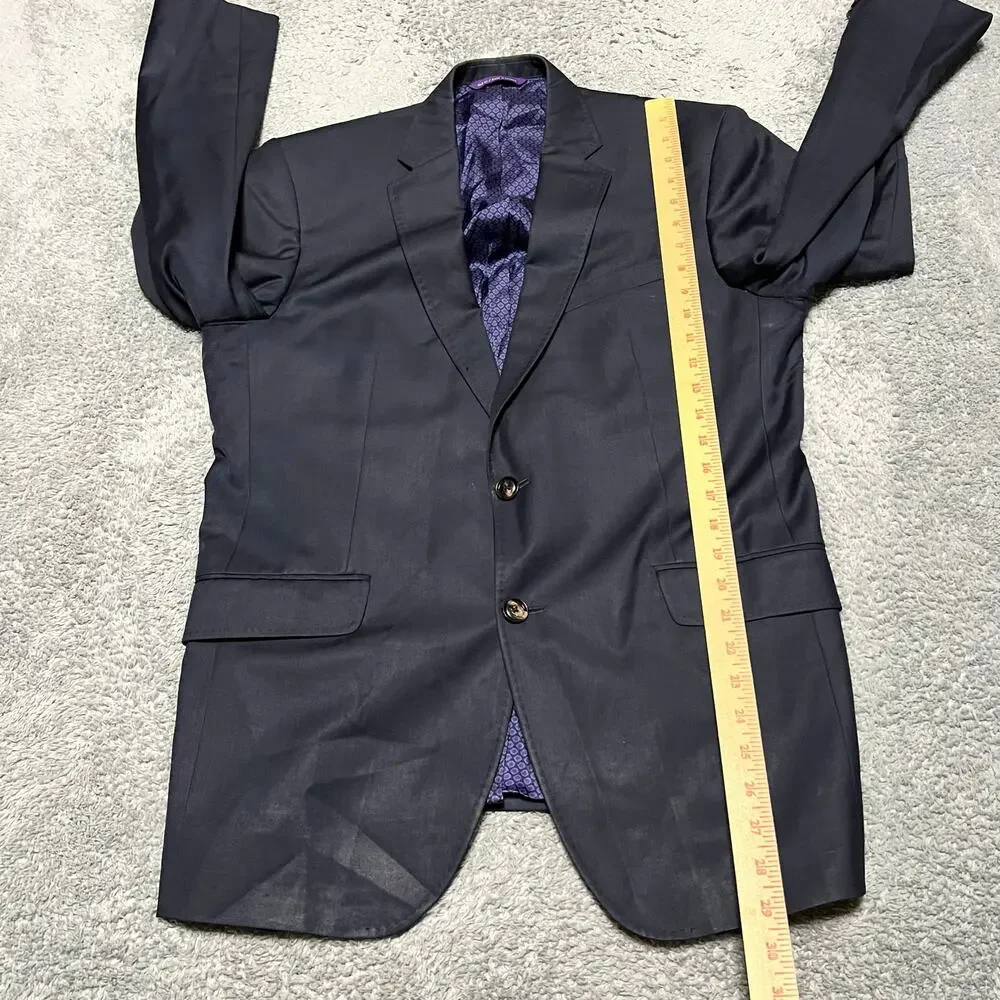 TED BAKER Endurance Blazer Mens 42 Navy Wool Sport Coat Jacket Pick Stitching